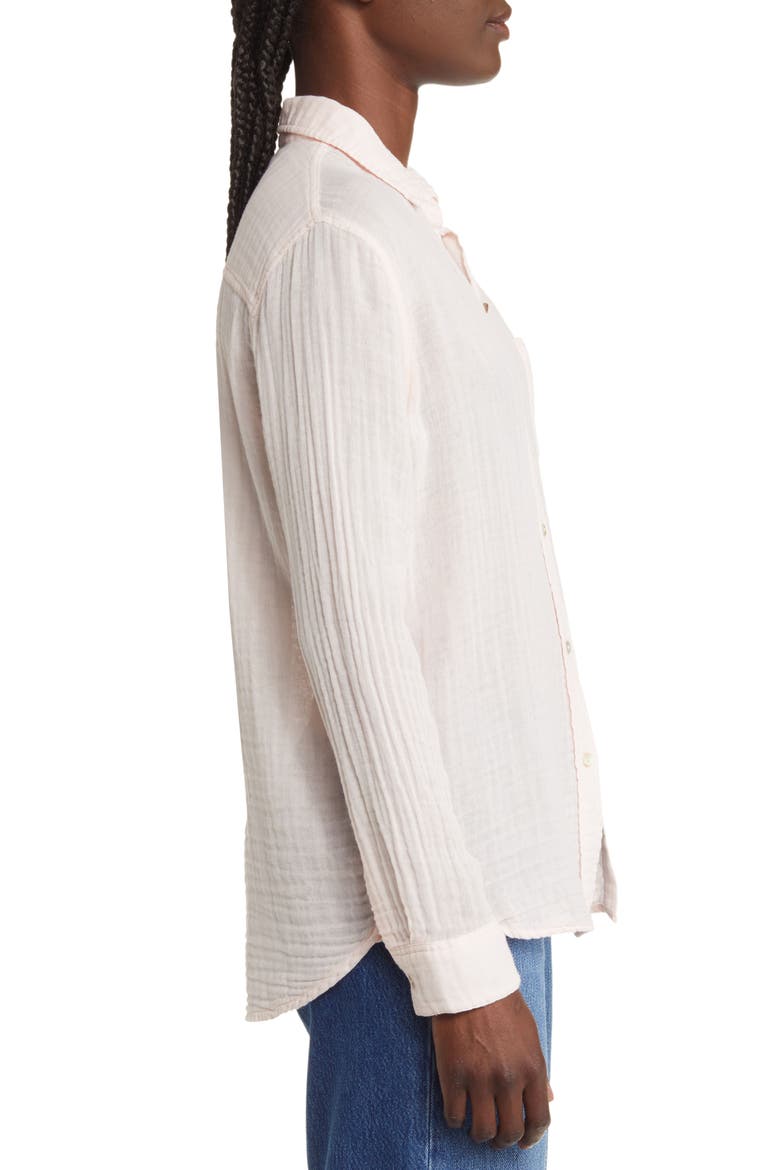 Ellis Cotton Gauze Button-Up Shirt, Alternate, color, PETAL