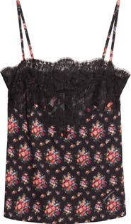 Dolce&Gabbana Lace Trim Floral Stretch Charmeuse Camisole