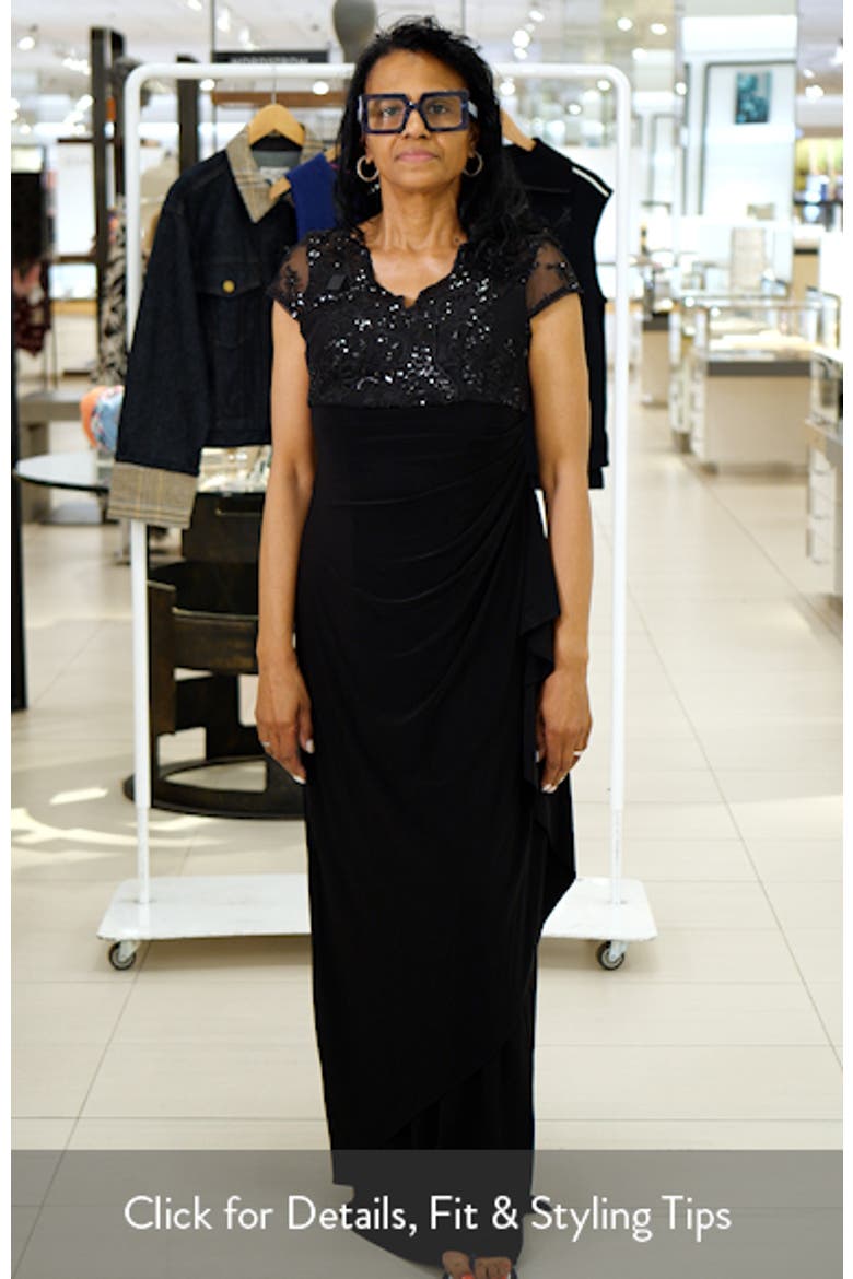 Sequin Embroidered Ruched Gown video