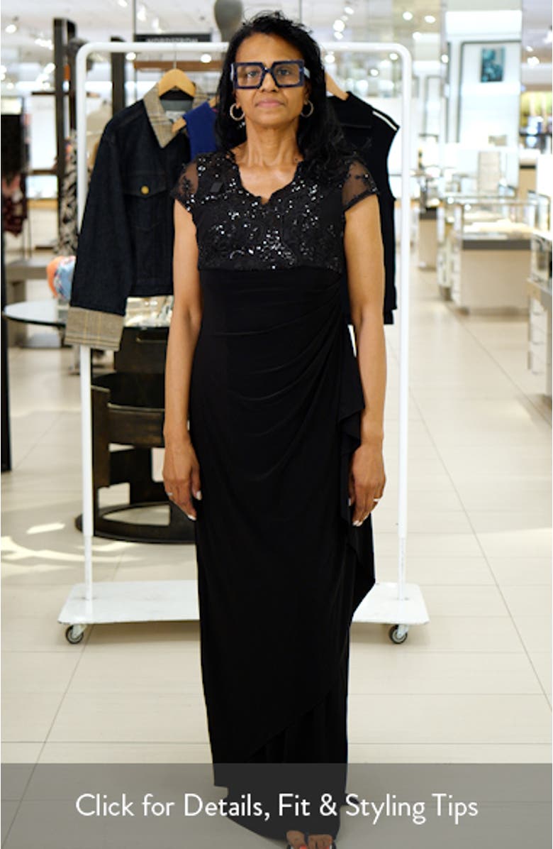 Sequin Embroidered Ruched Gown, sales video thumbnail