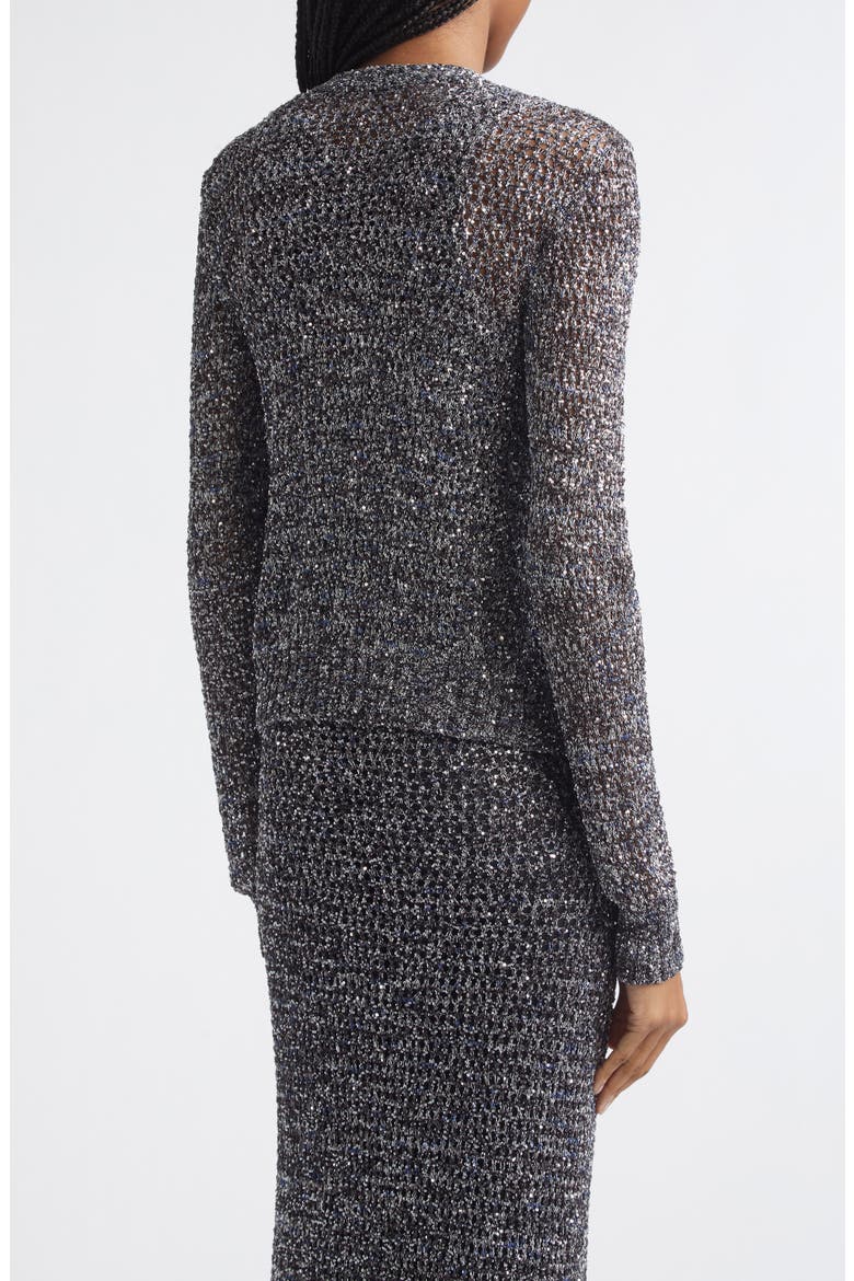 Sequin Embellished Open Knit Cardigan, Alternate, color, S91SQ-BLACK BASE WITH BLUE