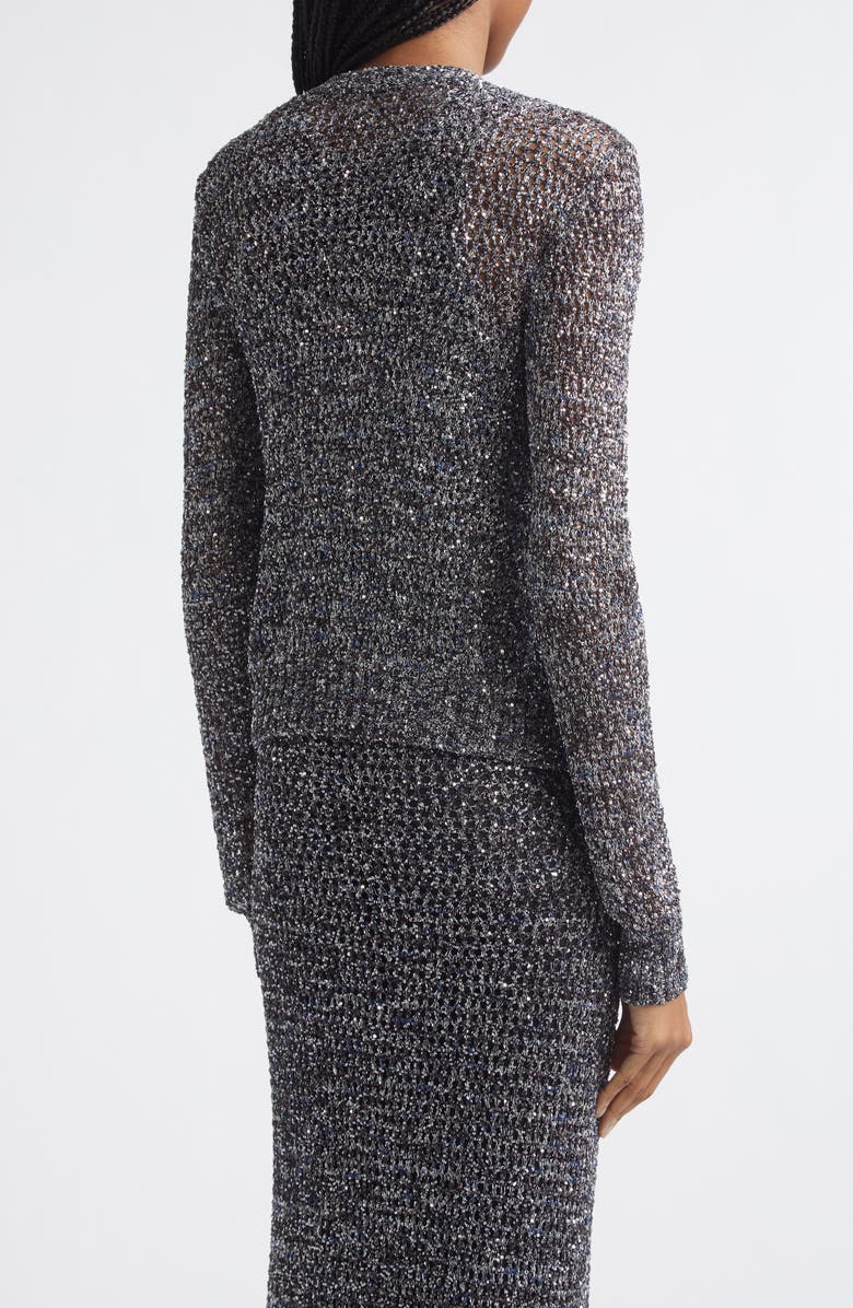 Missoni Sequin Embellished Open Knit Cardigan, Alternate, color, S91sq-Black Base With Blue