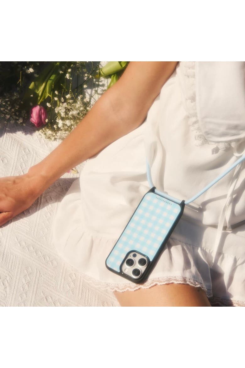 Coral Cove Phone Case, Alternate, color, Gingham Powder Blue
