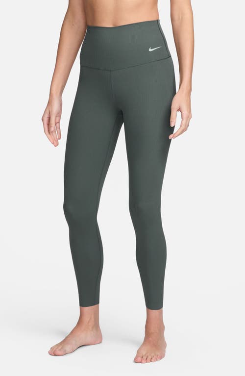Nike Zenvy Gentle Support High Waist Rib Leggings In Green