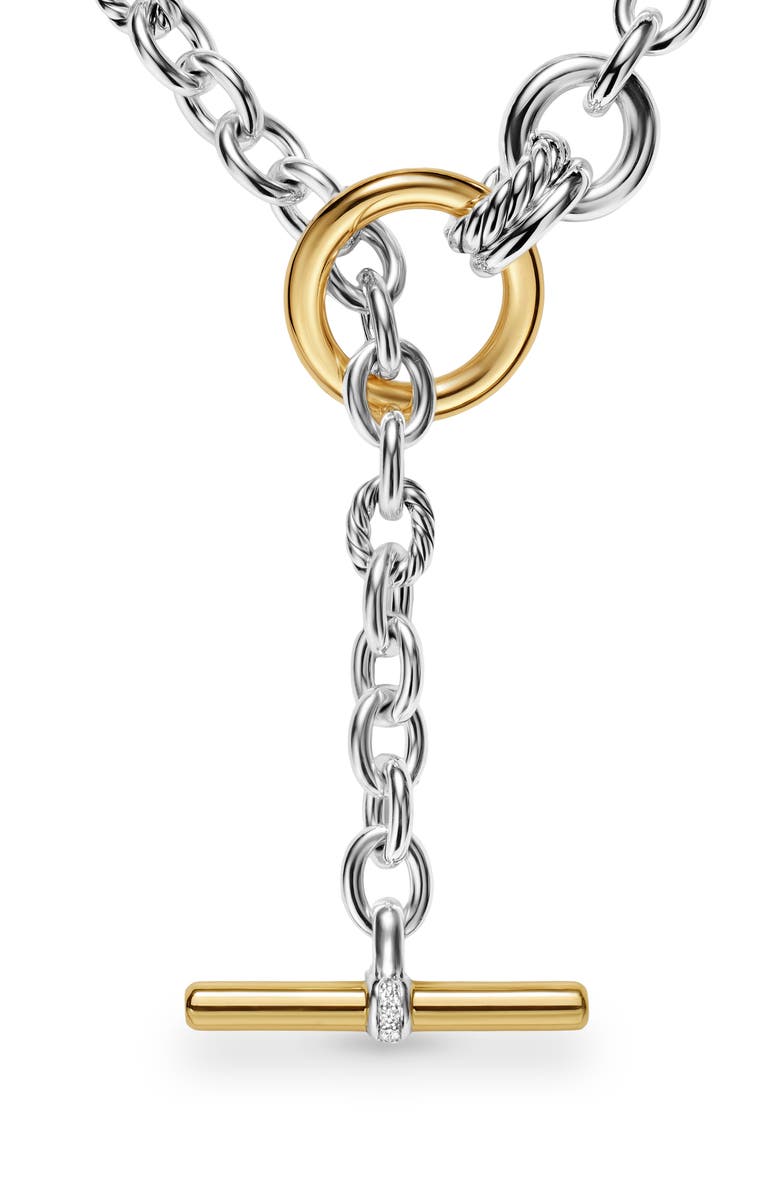 David Yurman DY Mercer<sup>®</sup> Double Row Toggle Chain Necklace with Diamonds, 8mm, Alternate, color, Diamond/ Silver/ Gold