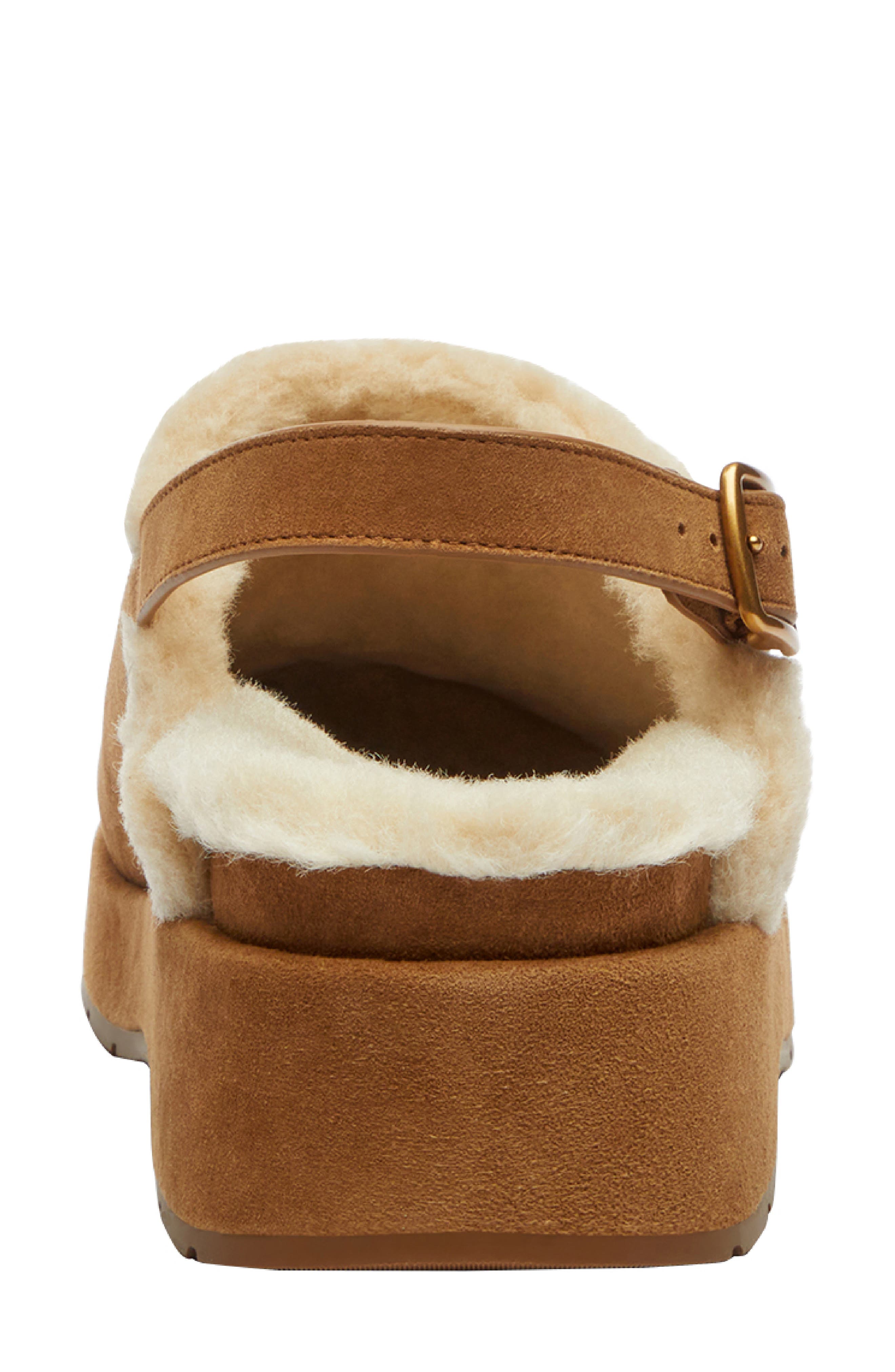 COACH Sculpted C Genuine Shearling Lined Slingback Platform Clog, Alternate, color, Coconut/ Natural