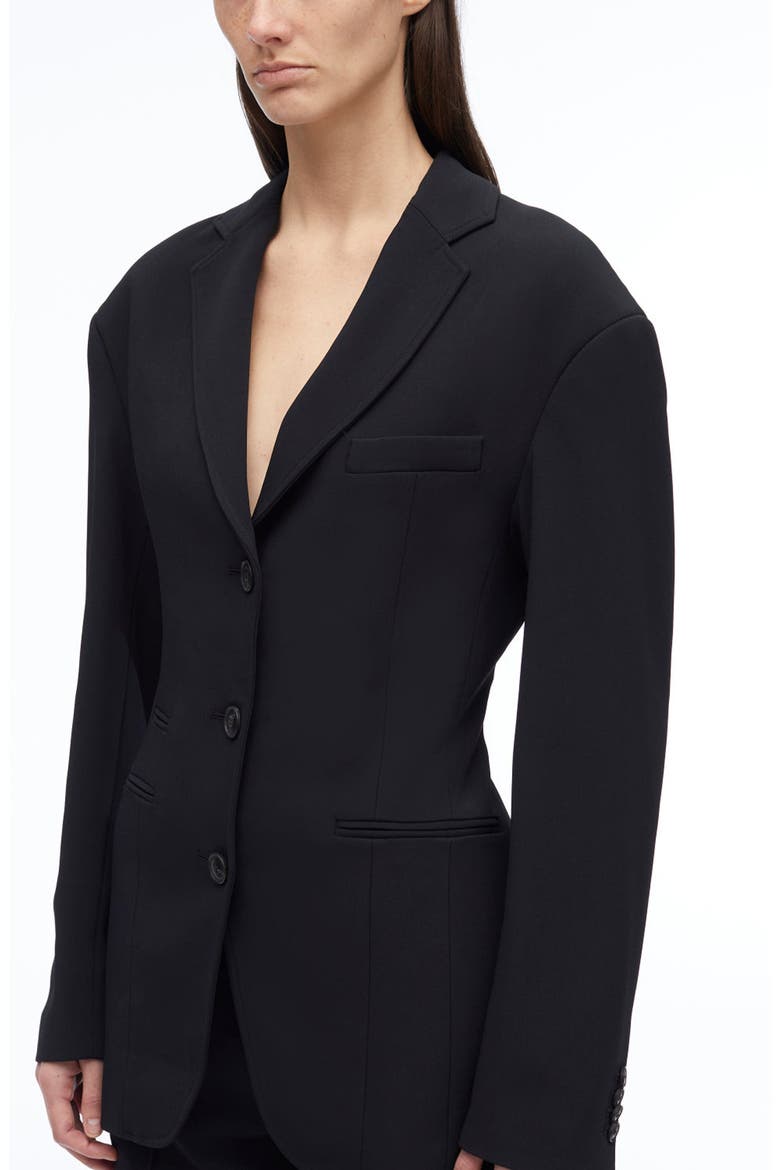 Matte Crepe Cinched Blazer, Alternate, color, BLACK