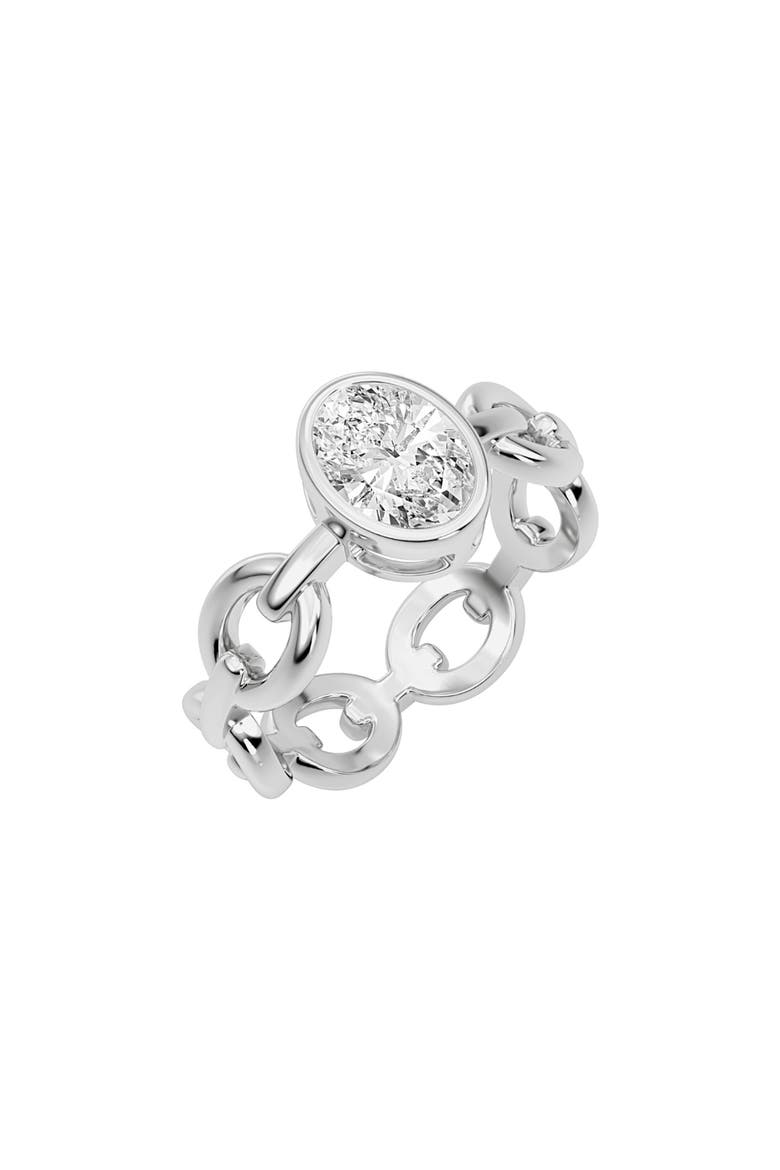 Oval Cubic Zirconia Link Band Ring, Main, color, PURE PLATINUM CLEAR CZ