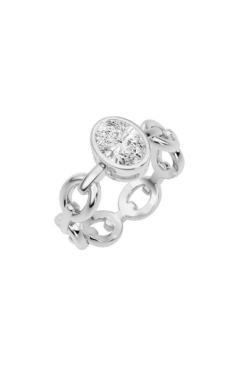 Oval Cubic Zirconia Link Band Ring