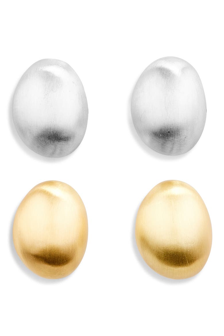 2-Pack Mixed Metal Stud Earrings, Main, color, GOLD/ SILVER