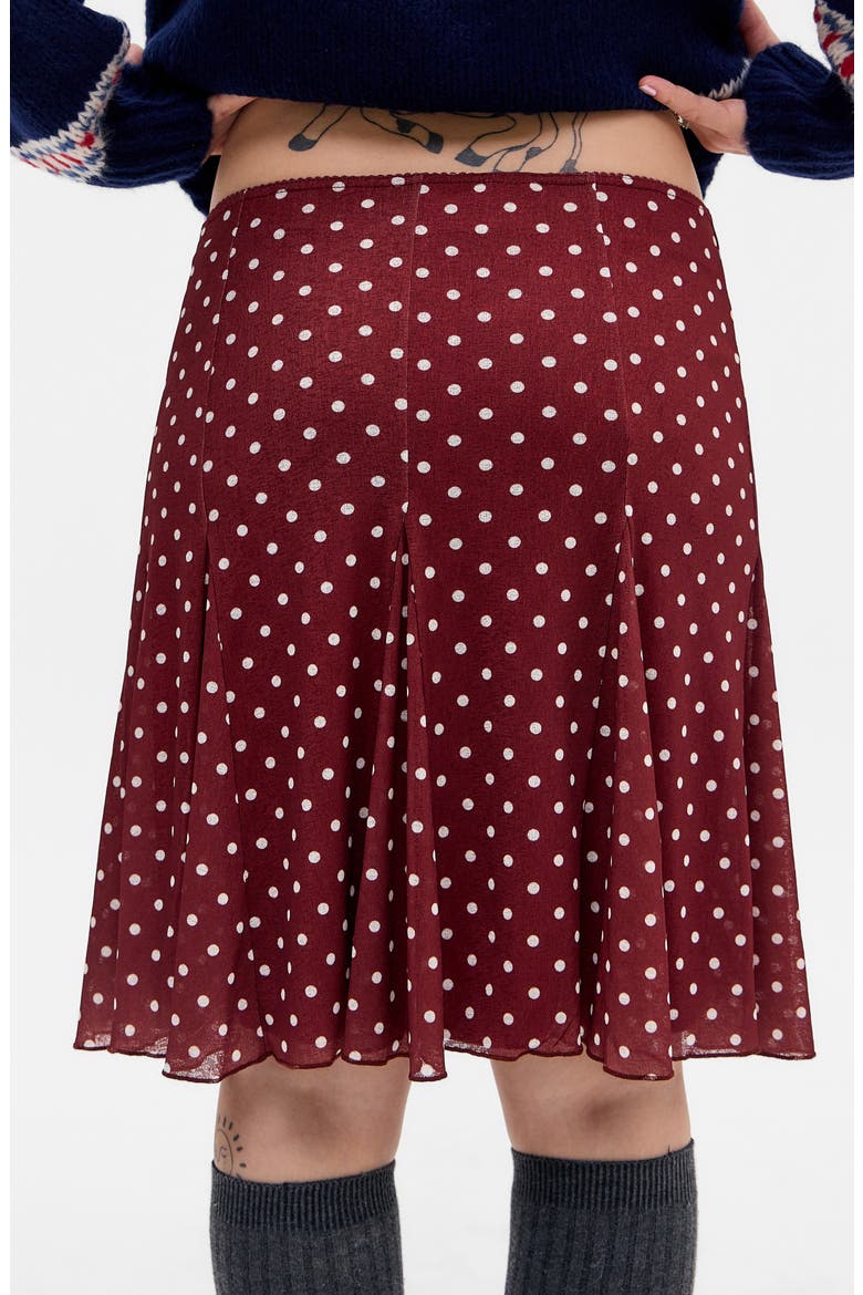 Joni Polka Dot Skirt, Alternate, color, BURGUNDY SPOT