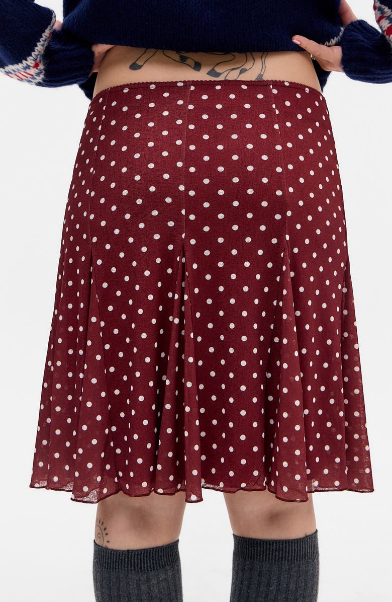 BDG Urban Outfitters Joni Polka Dot Skirt, Alternate, color, Burgundy Spot