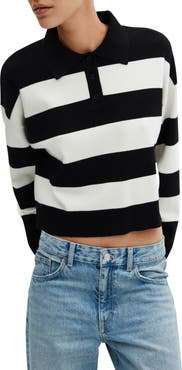 MANGO Stripe Polo Sweater