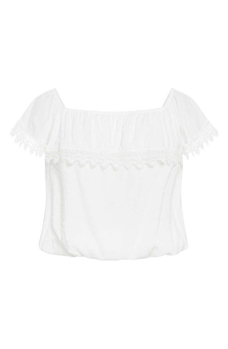 City Chic Sara Off the Shoulder Short Sleeve Top, Alternate, color, Ivory