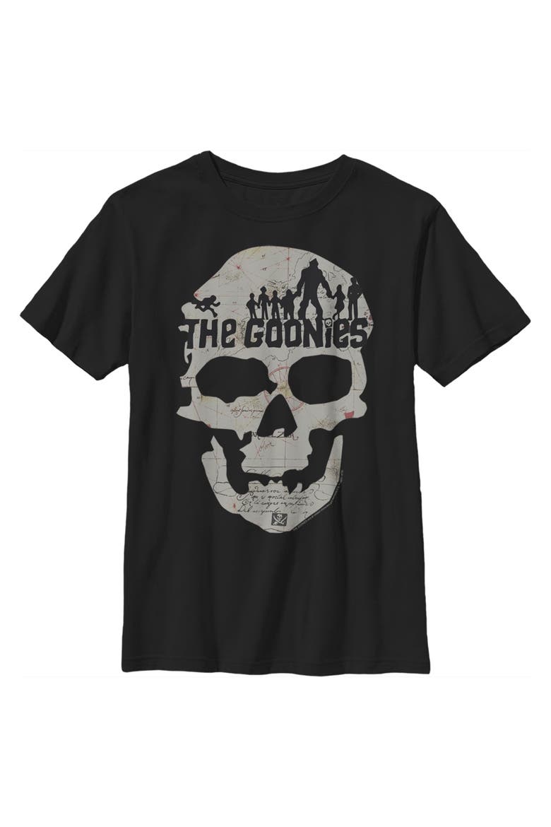 Boy's The Goonies Skull Map Logo  Graphic T-Shirt, Main, color, Black