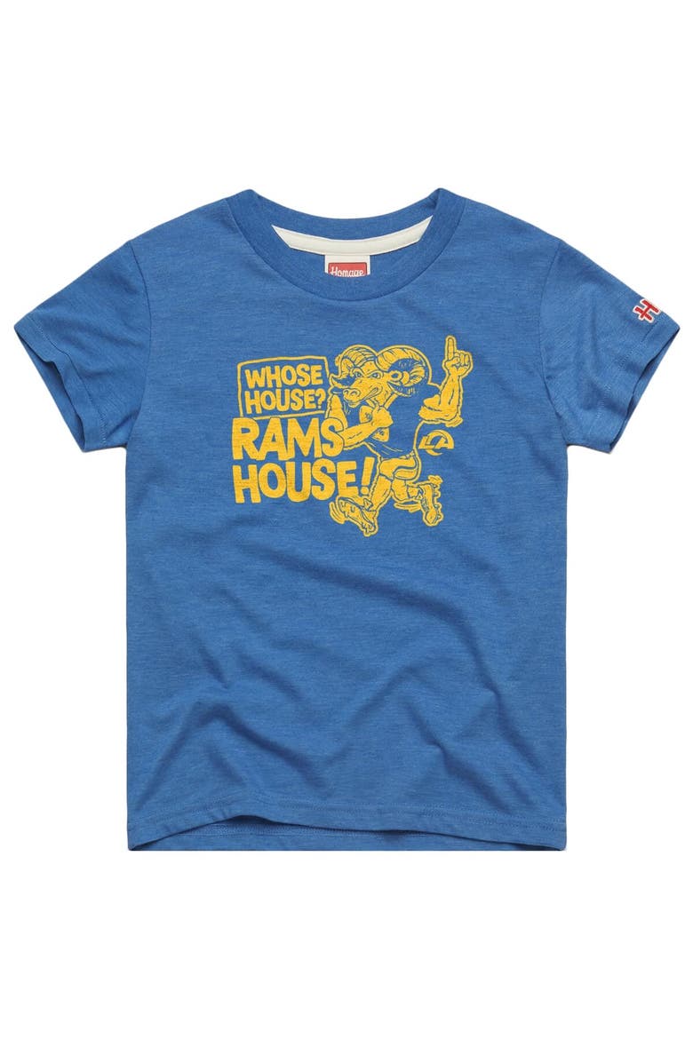 Youth Homage  Royal Los Angeles Rams Whose House Mascot Tri-Blend T-Shirt, Main, color, Royal