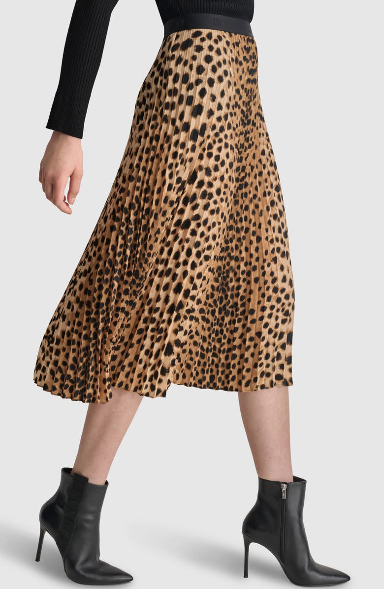 DKNY Print Pleated Midi Skirt, Alternate, color, 