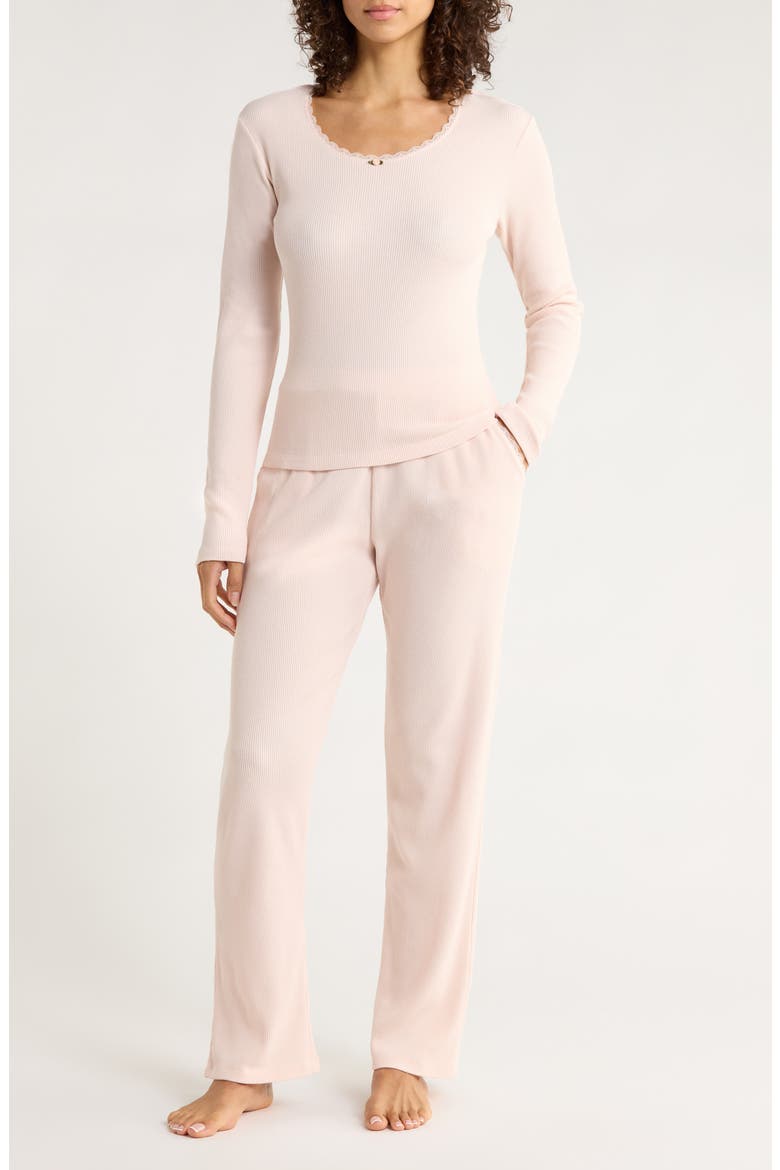 Claire Waffle Knit Pajamas, Main, color, PEARL BLUSH