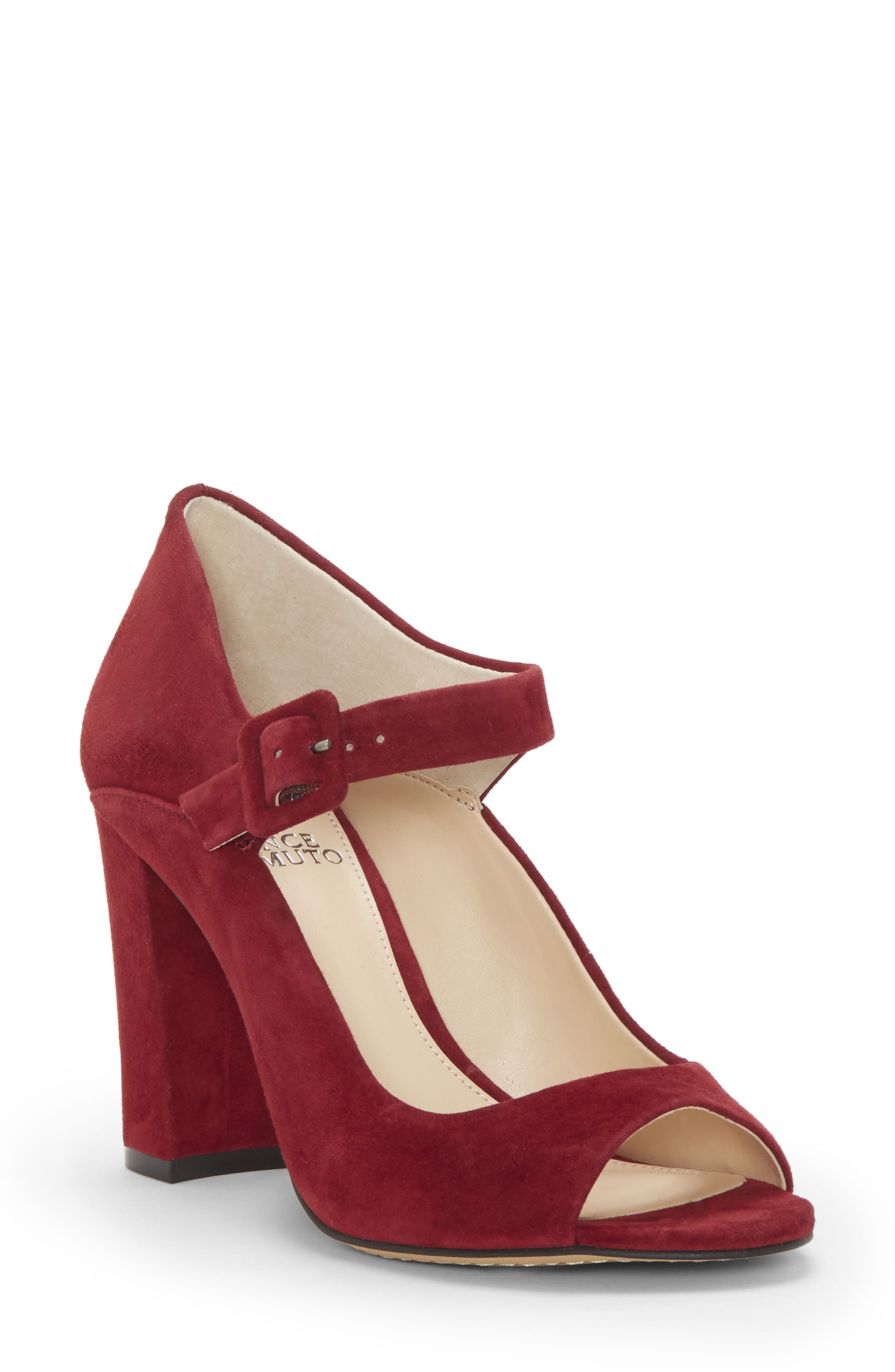 Vince Camuto Selmer Peep-Toe Pump, Main, color, Beaujolais Suede