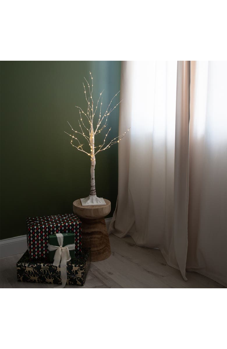 NEARLY NATURAL 3-ft Pre-Lit Artificial White Birch Tree with 120 Warm White LED Lights, Alternate, color, White