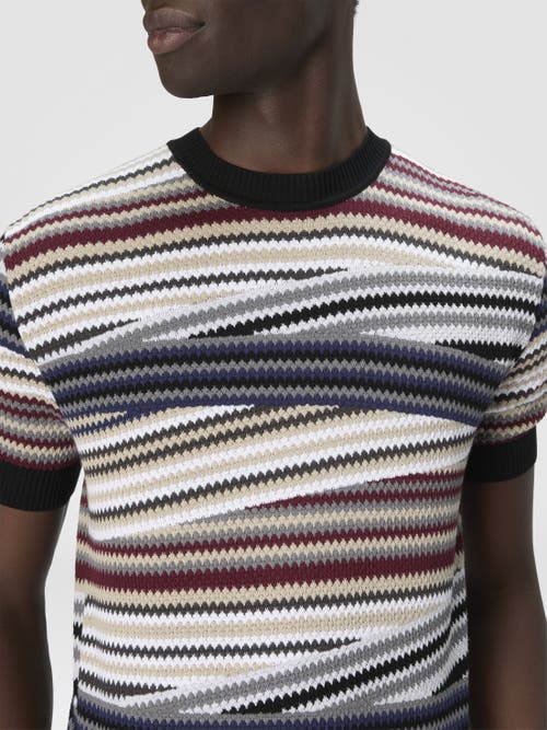 Missoni Short Sleeve T-shirt With Striped Micro Zigzag In Brown