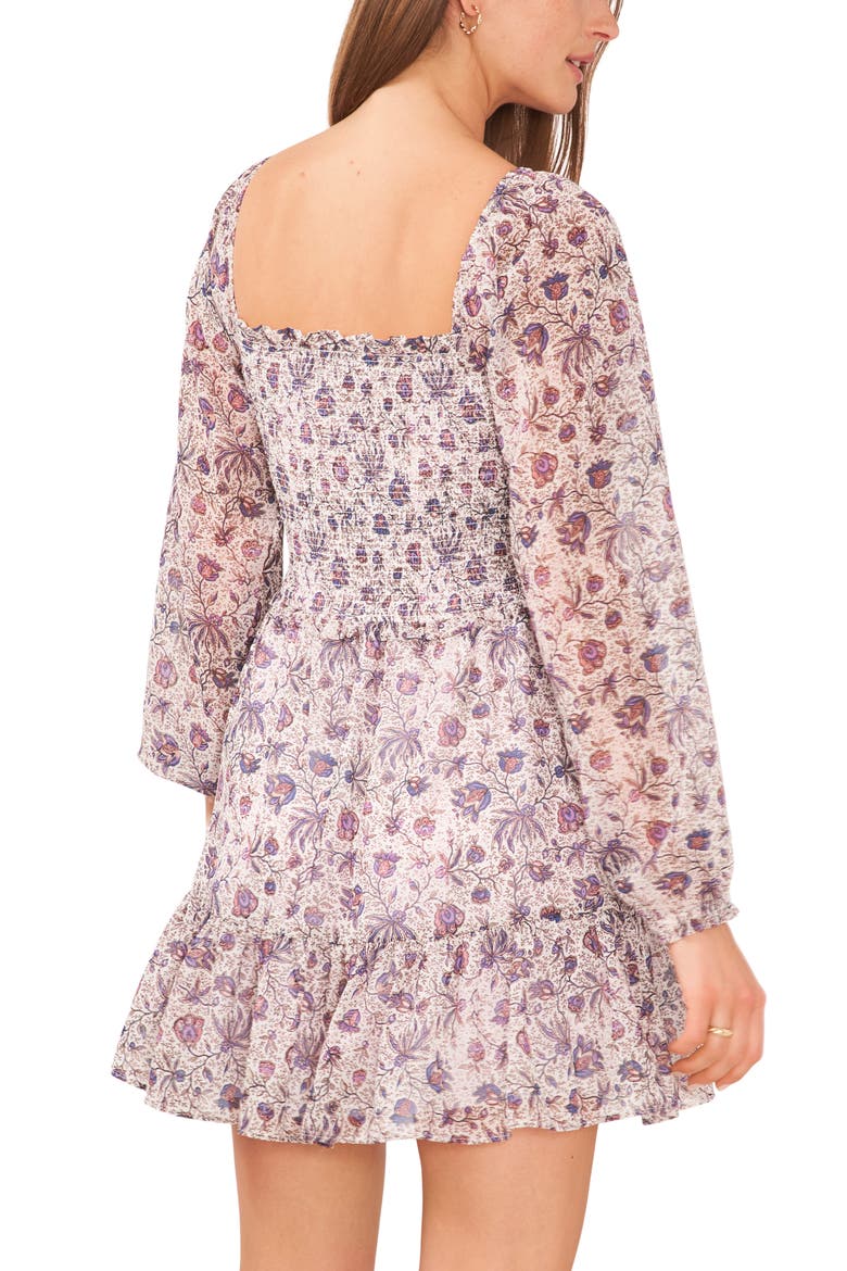 Smocked Bodice Long Sleeve Minidress, Alternate, color, TWILIGHT PURPLE