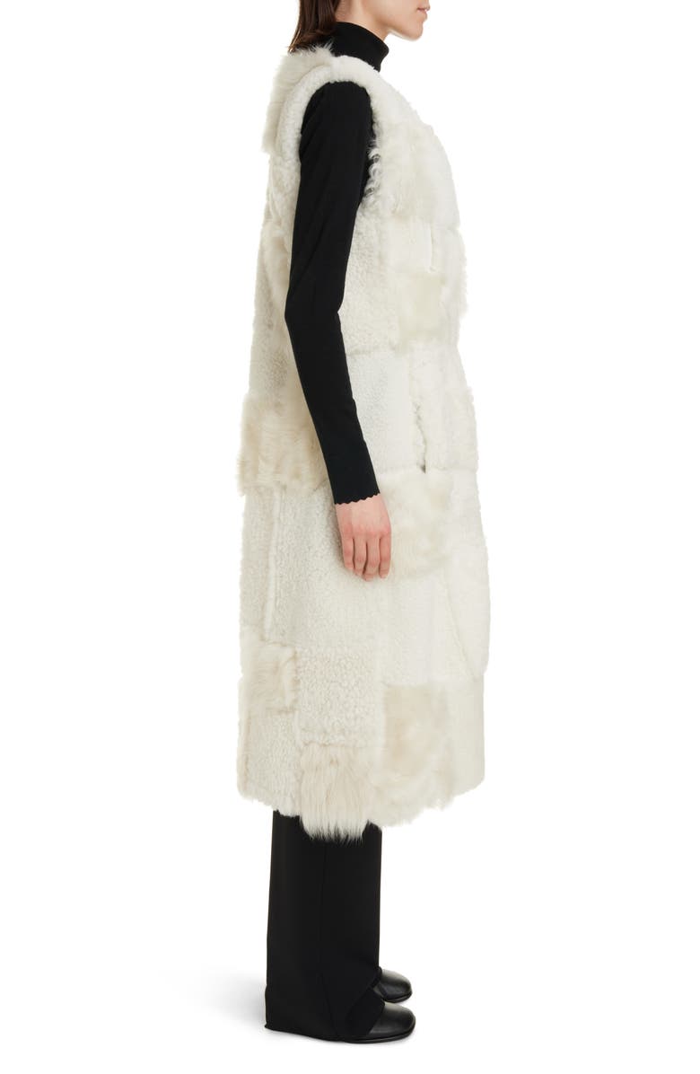 Chloé Genuine Shearling Patchwork Duster Vest, Alternate, color, 