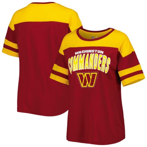 Women's G-III 4Her by Carl Banks Burgundy/Gold Washington Commanders Play the Ball T-Shirt