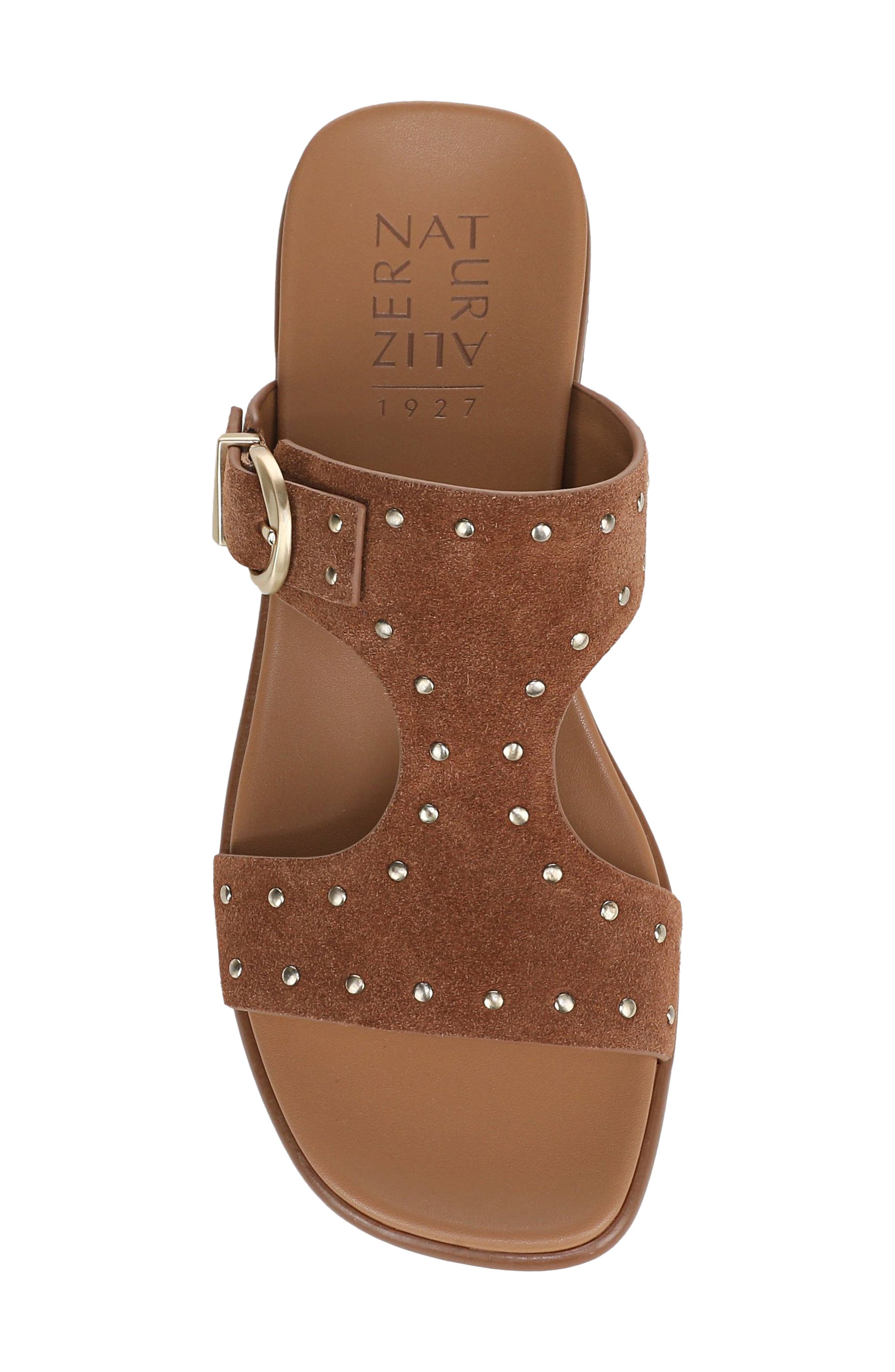 Naturalizer Studded Beach Slide Sandal, Alternate, color, Walnut Wake