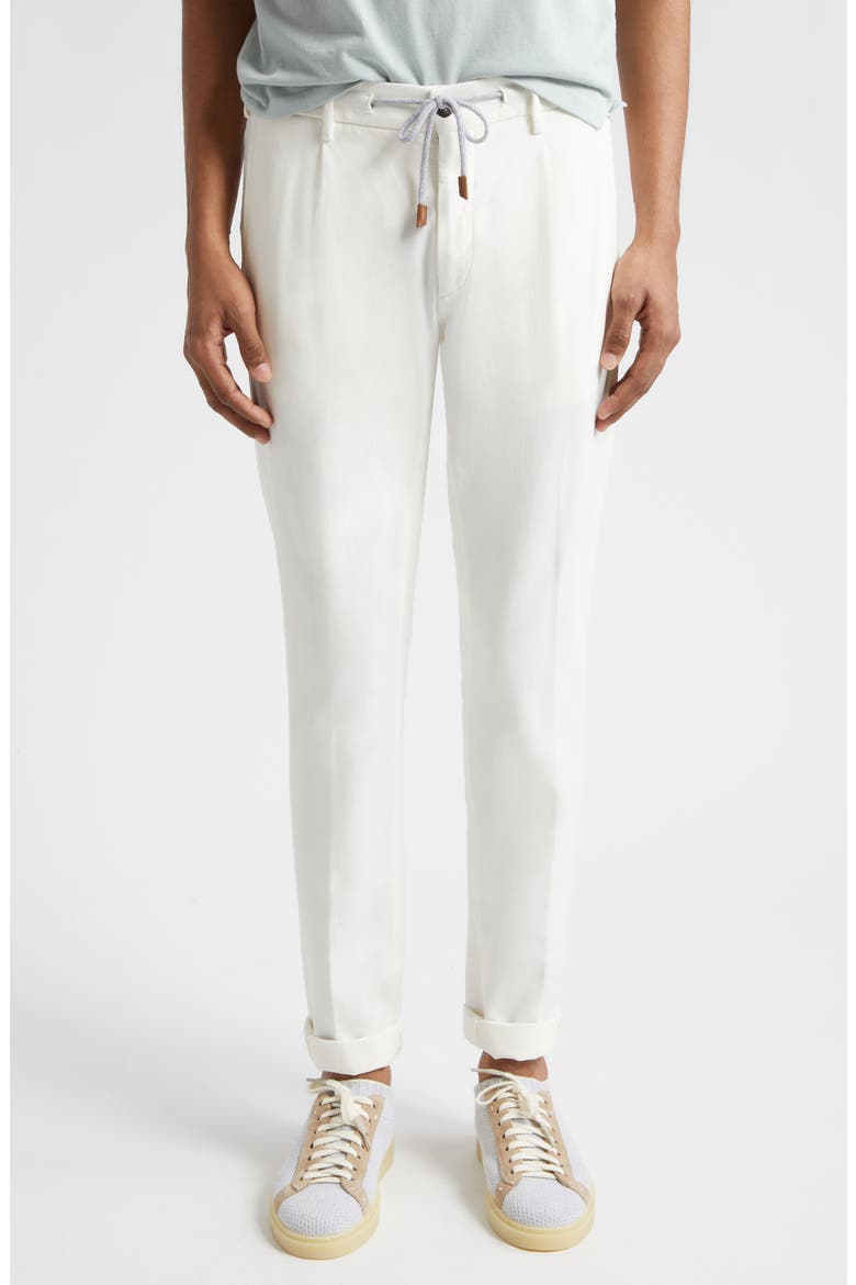 Drawstring Waist Stretch Jersey Pants, Main, color, WHITE