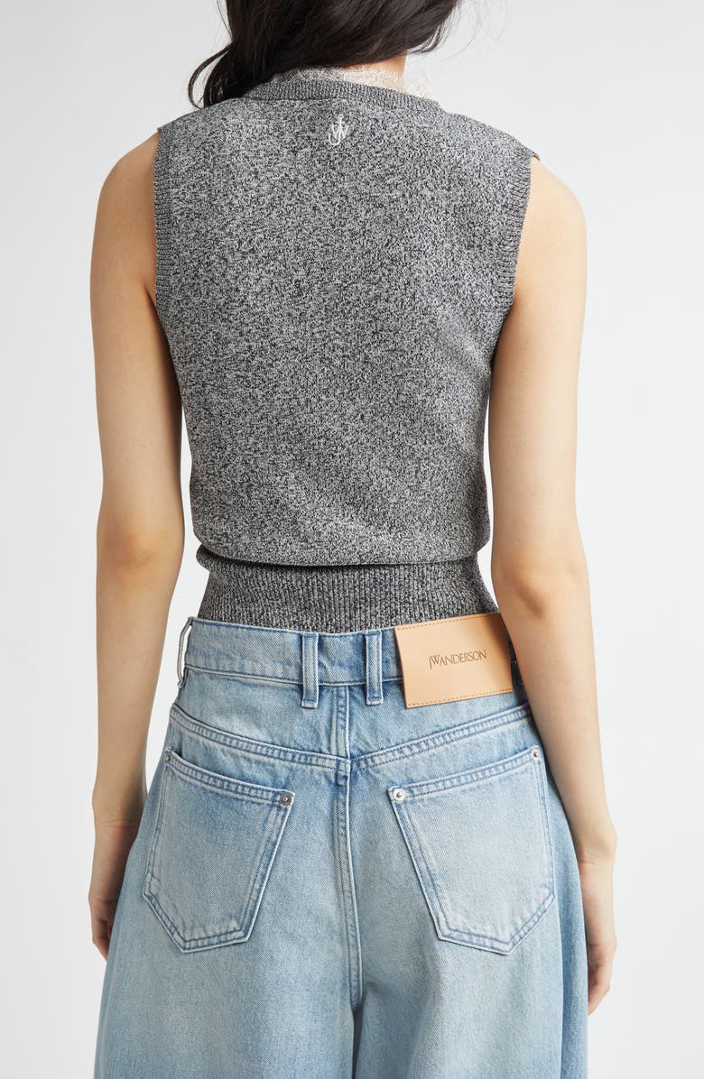 JW Anderson Lace Trim V-Neck Sweater Vest, Alternate, color,