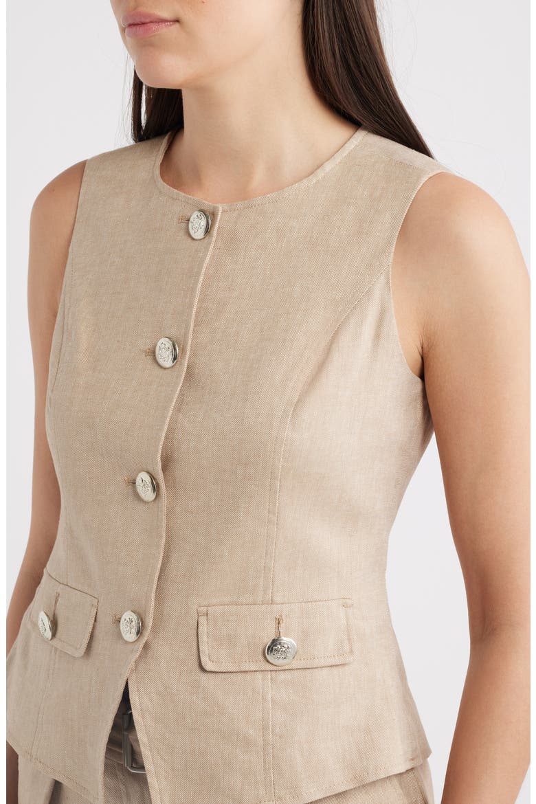 Crewneck Cutaway Vest, Alternate, color, PEBBLE