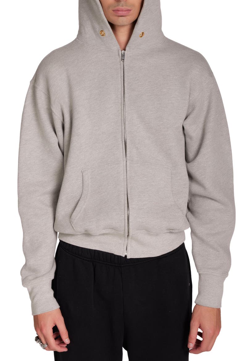 Heavyweight Cropped Zip Hoodie, Alternate, color, Heather Grey