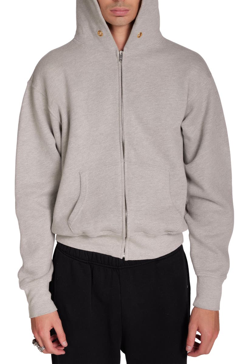 Les Tien Heavyweight Cropped Zip Hoodie, Alternate, color, Heather Grey
