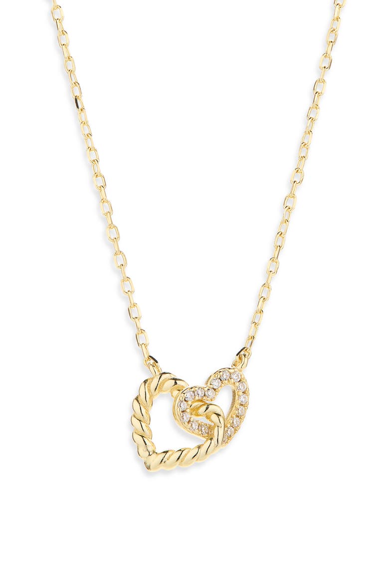 Rope Interlocking Heart Necklace, Alternate, color, GOLD