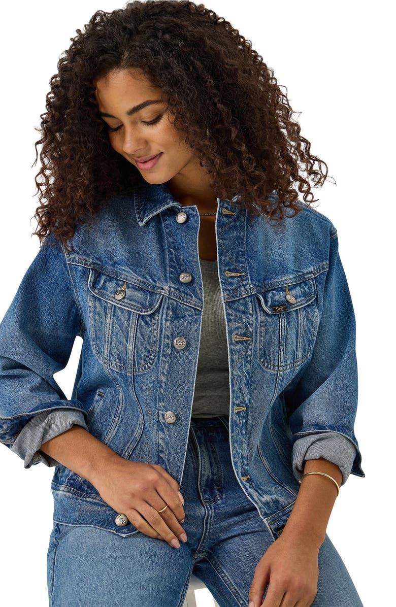 Lee Loose Rider Denim Trucker Jacket, Alternate, color, Mid Chapter