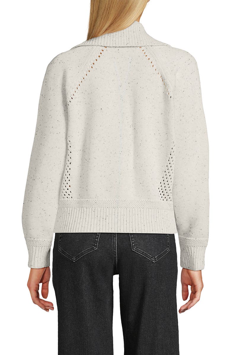 Lands' End Drifter Large Collar Zip Front Cardigan Sweater, Alternate, color, Pale Gray Heather Donegal