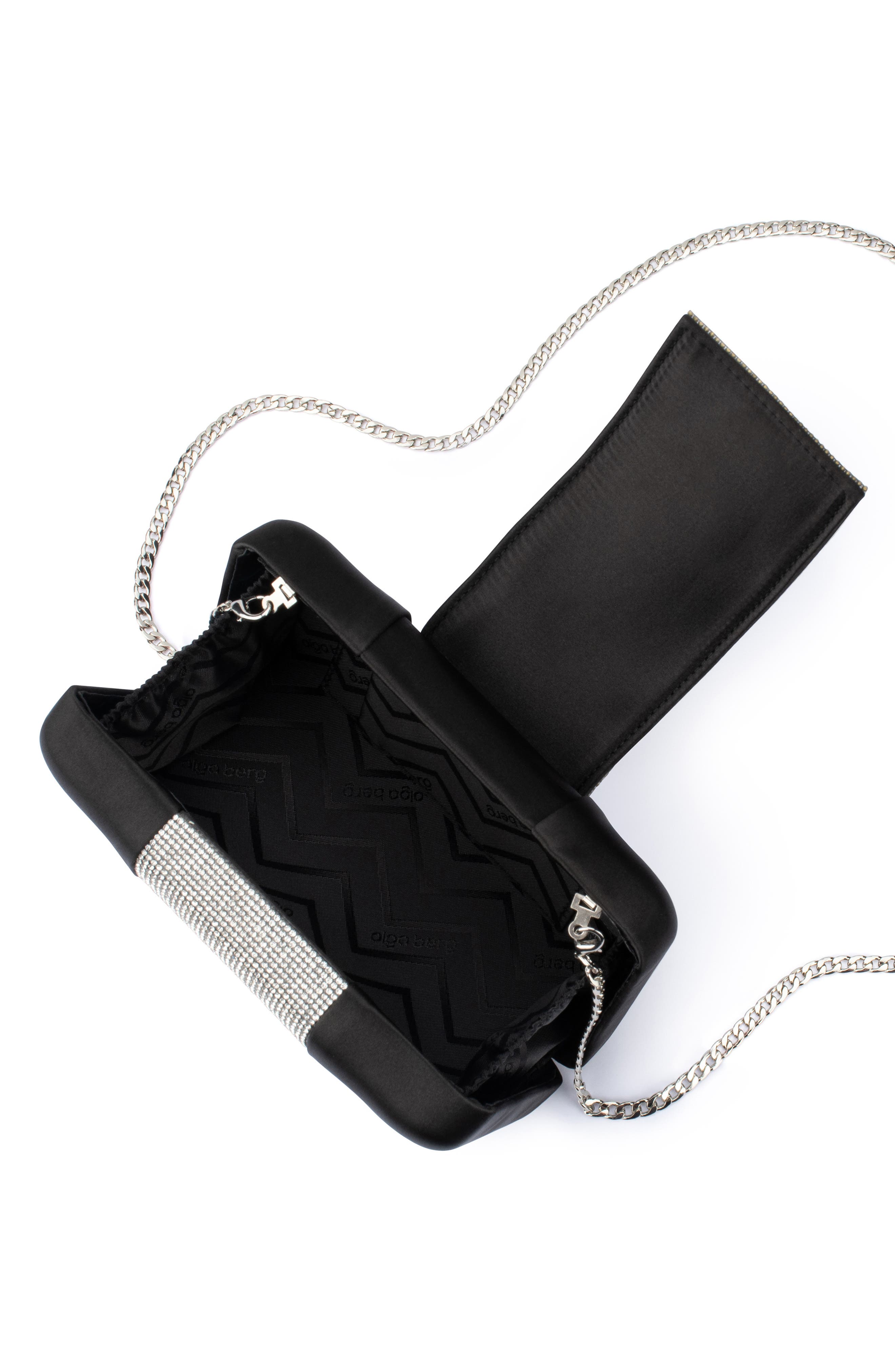Olga Berg Aubrey Crystal Trim Clutch, Alternate, color, Black