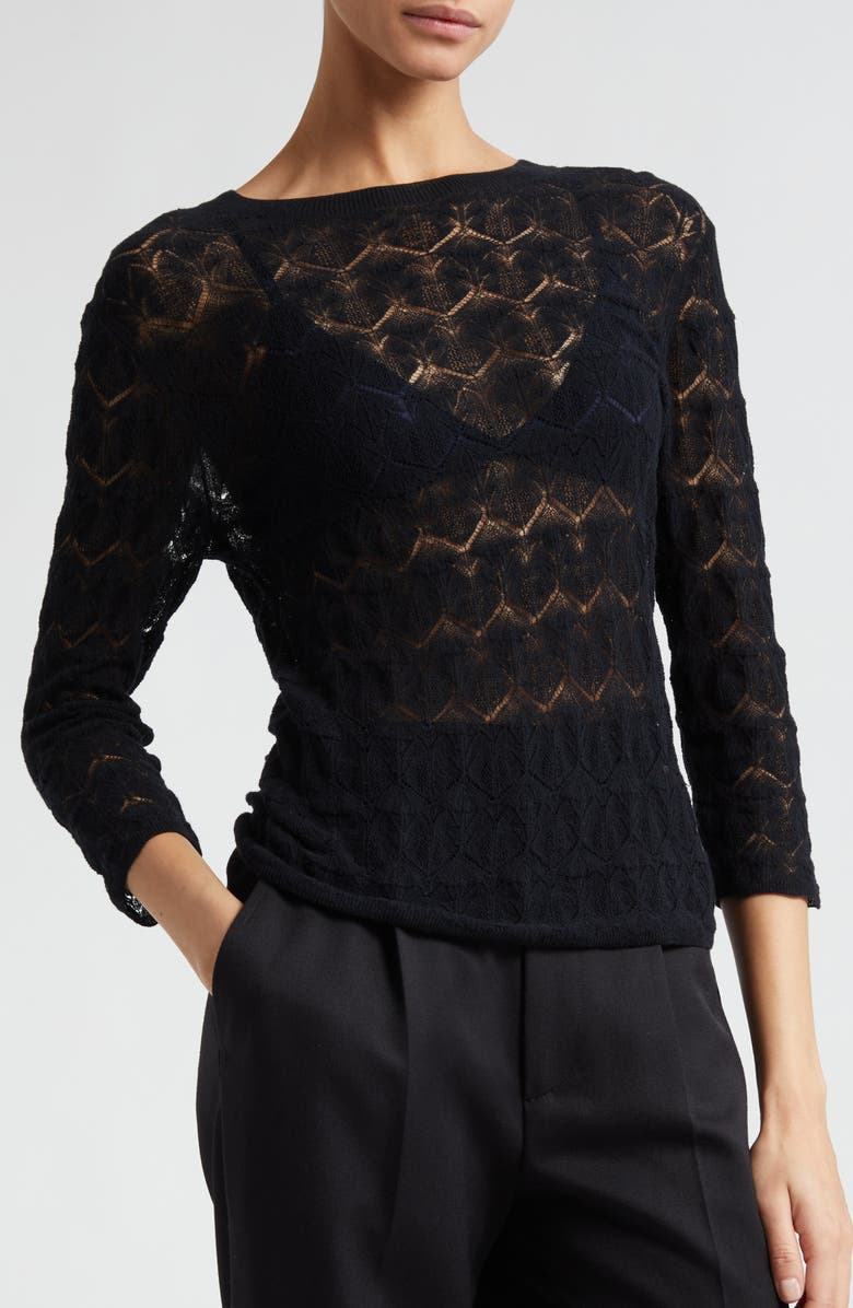 Vince Long Sleeve Cotton Lace Top, Alternate, color, 