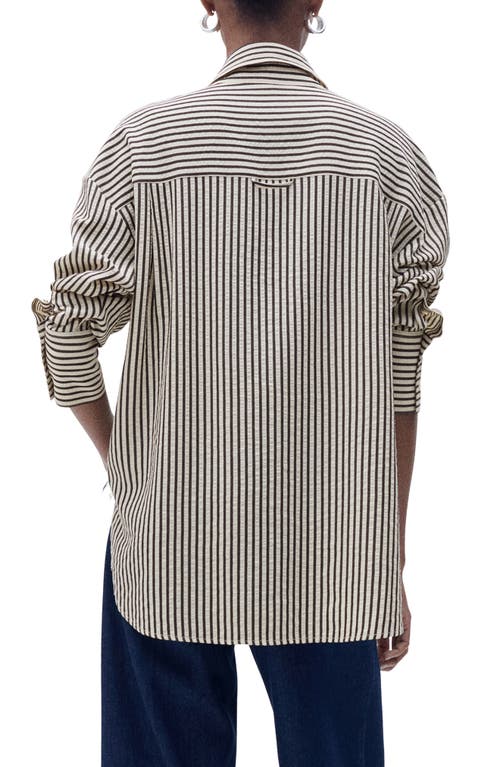 MANGO MANGO TEXTURED STRIPE BUTTON-UP SHIRT 