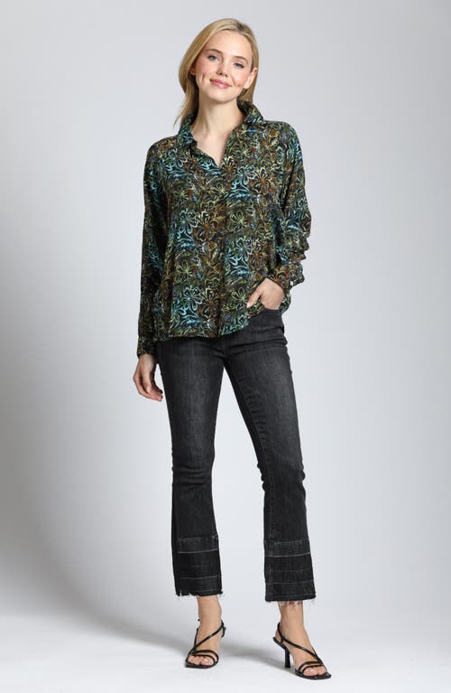 Apny Floral Print Popover Top In Green Multi