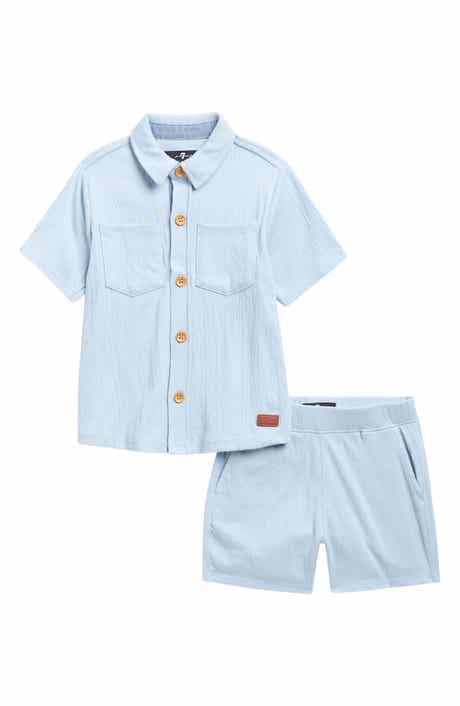 7 For All Mankind Kids' Co-Ord Button-Up Shirt & Shorts Set