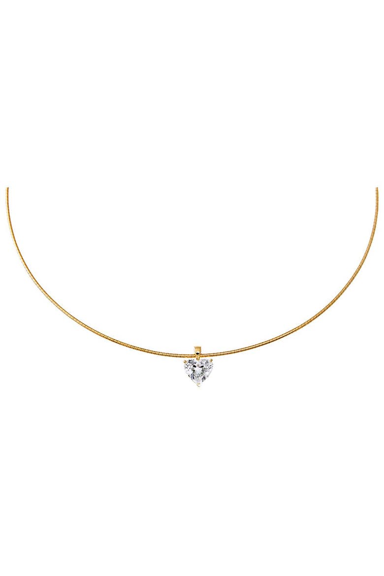 Lab Grown Diamond Heart Round Omega Chain Necklace 14K, Main, color, 14K Gold - 3 Carat