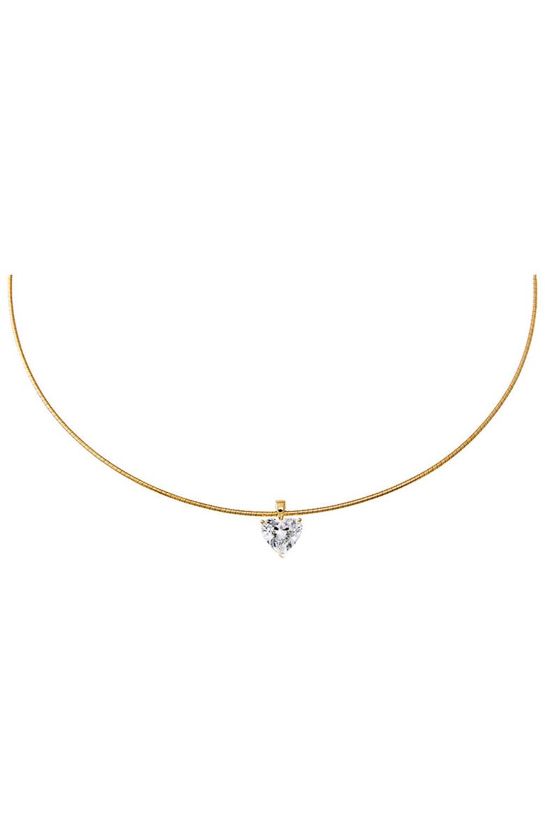 BY ADINA EDEN Lab Grown Diamond Heart Round Omega Chain Necklace 14K, Main, color, 14K Gold - 3 Carat