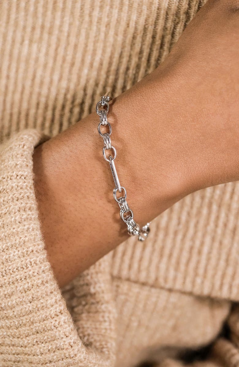 Sterling Forever Double Link Oval Chain Bracelet, Alternate, color,
