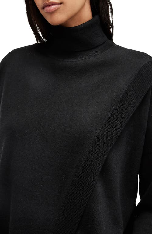 Allsaints Bern Merino Wool Turtleneck Sweater In Black