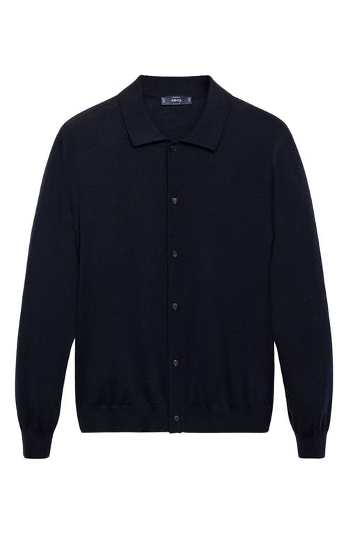 Mango Wool Cardigan In Blue