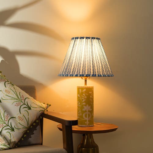 Mela Artisans Flourish Handblocked Lampshade In Blue