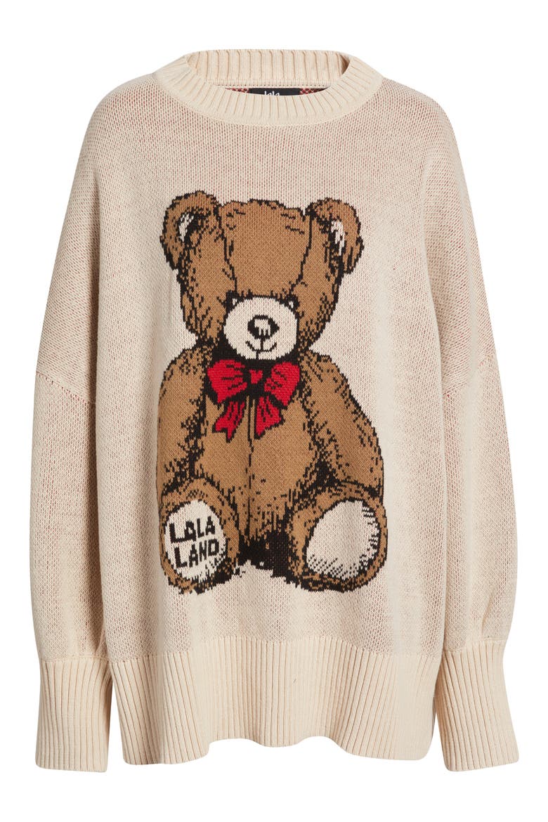 Teddy Bear Oversize Sweater, Alternate, color, BEIGE