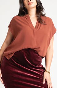 ELOQUII Notch Collar Blouse